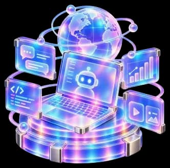 全息玻璃质感的 AI 工作台